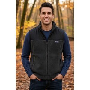 Free Country Men's Full Zip Fleece Sweater Vest Gray Black Outdoor Casual Size L